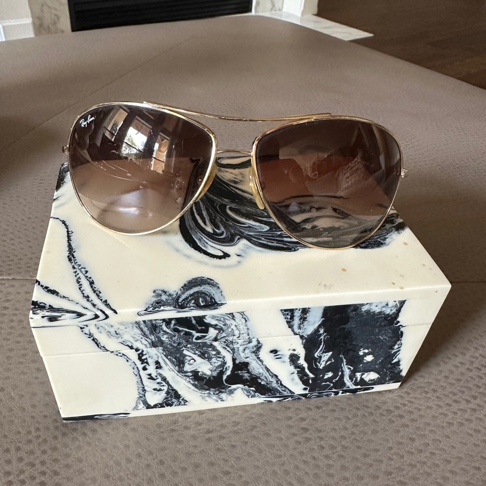 Ray-Ban Gold Frame Sunglasses with Brown Gradient Lenses
